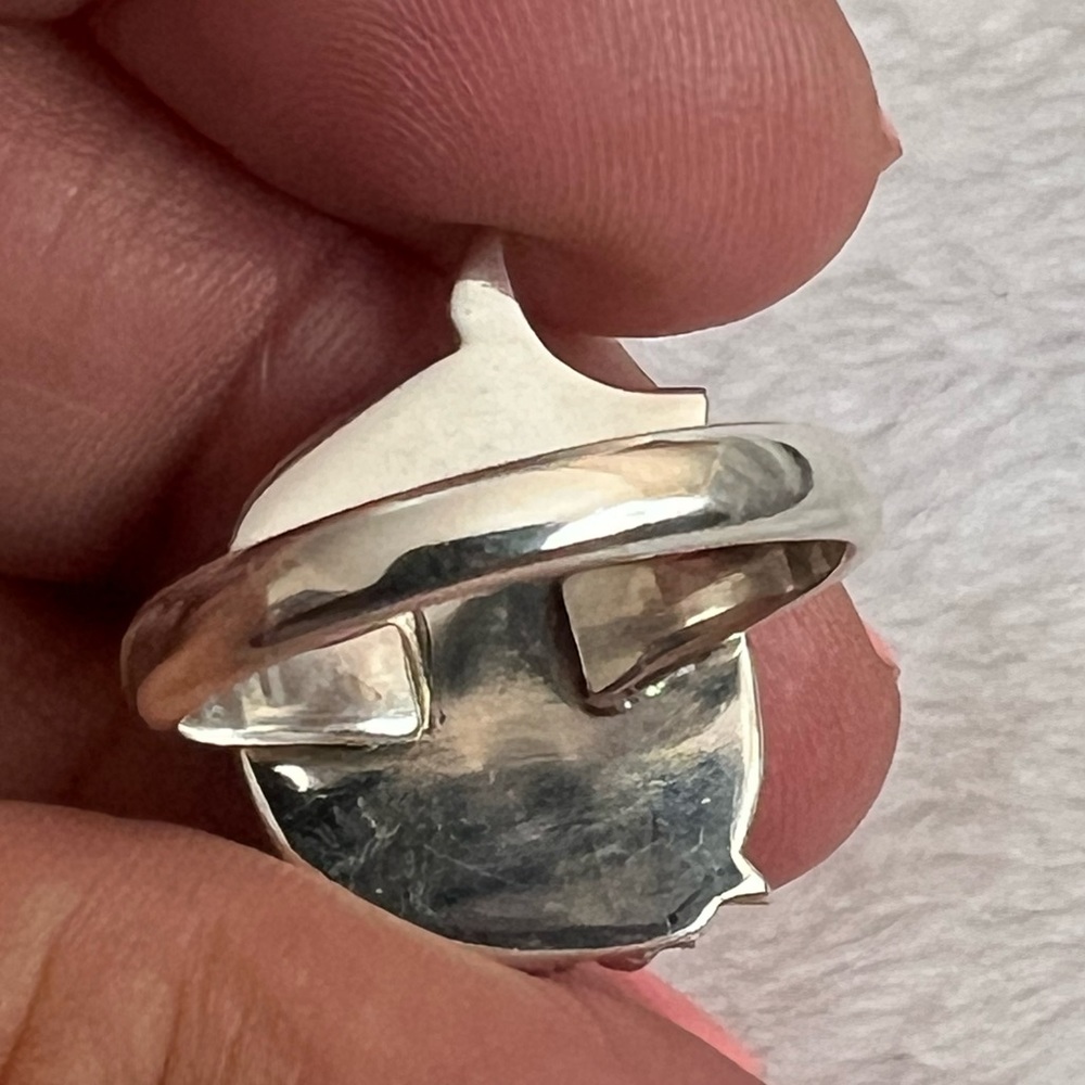 925 silver moon & stars ring with purple lepidolite stone ring size 6 1/2 - Picture 6 of 7